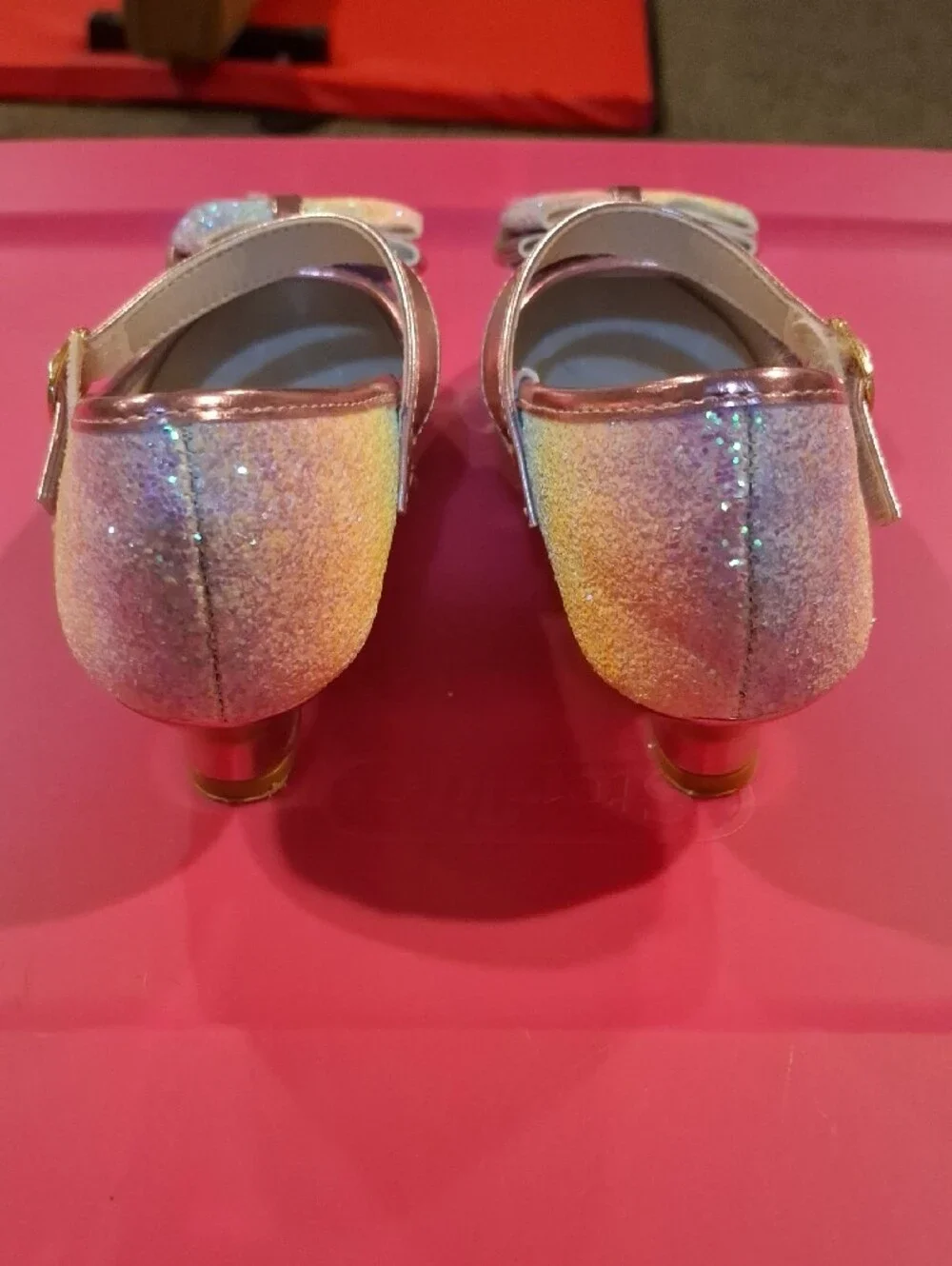 Kids Glitter Rainbow Bow Mary Jane Shoes